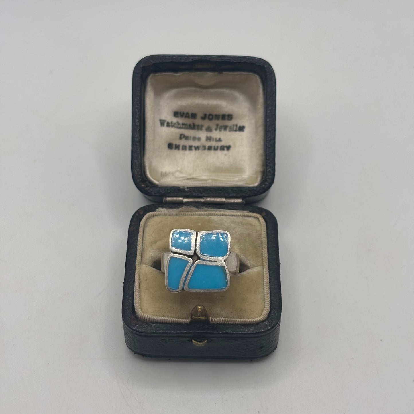 Silver Turquoise Abstract Ring