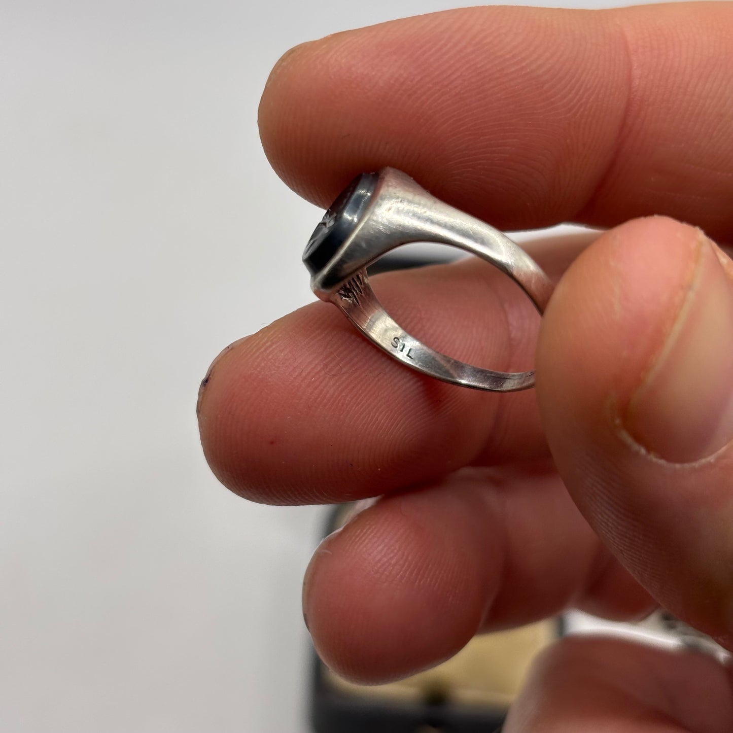 Silver Hematite Gladiator Signet Ring (M)