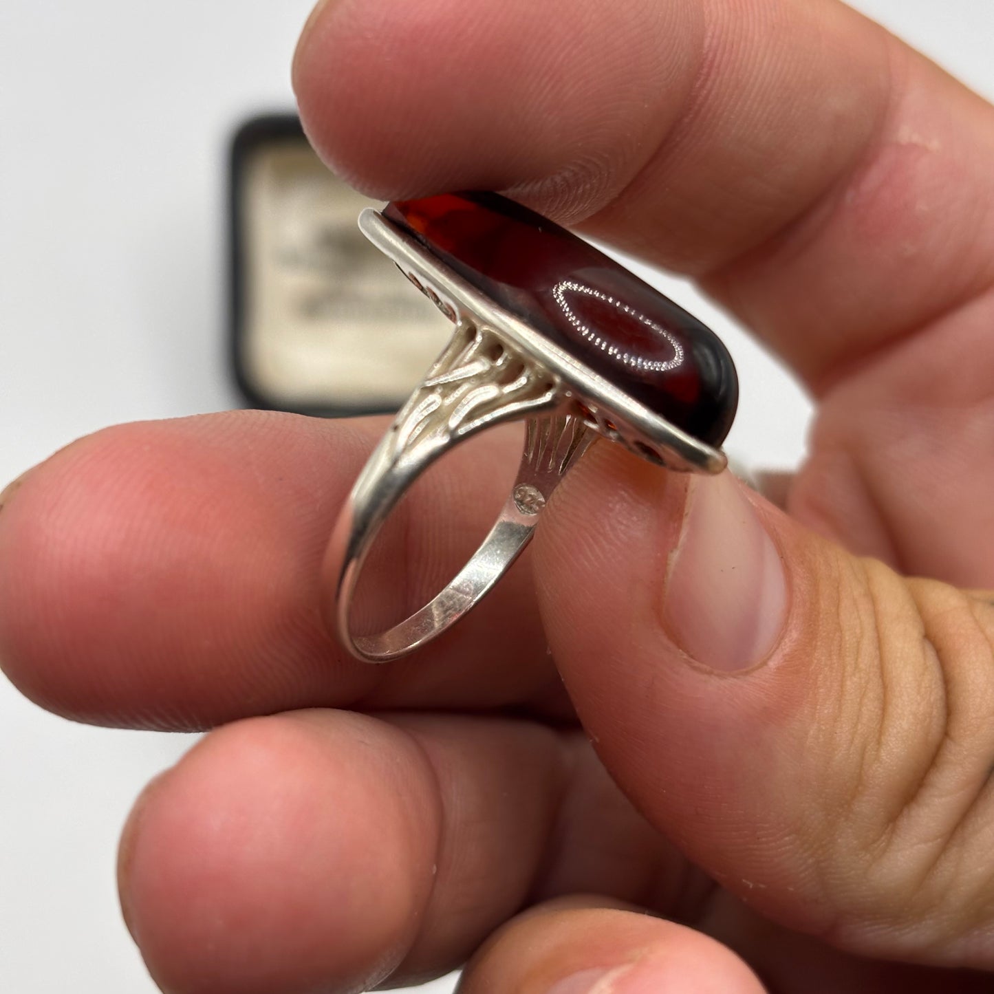 Silver Amber Ring (P 1/2)