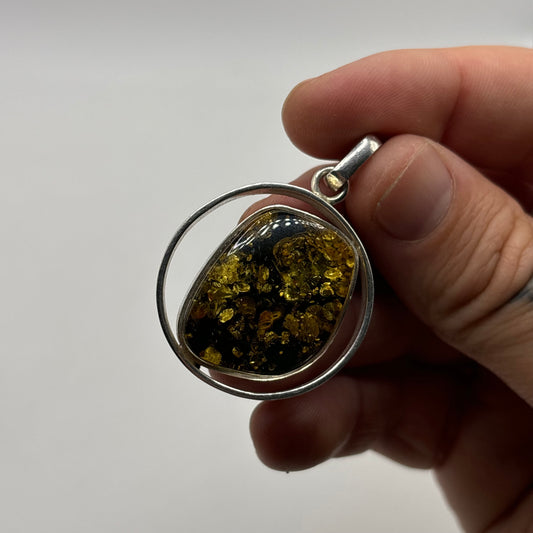 Silver Unusual Amber Pendant