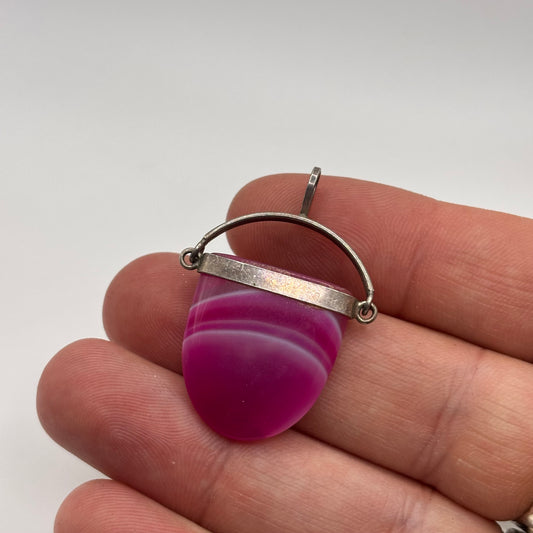 Silver Pink Agate Pendant
