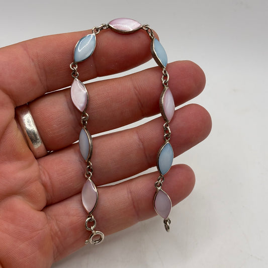 Silver 7.5” Pearl Bracelet