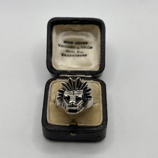 Silver Heavy Mayan God Ring