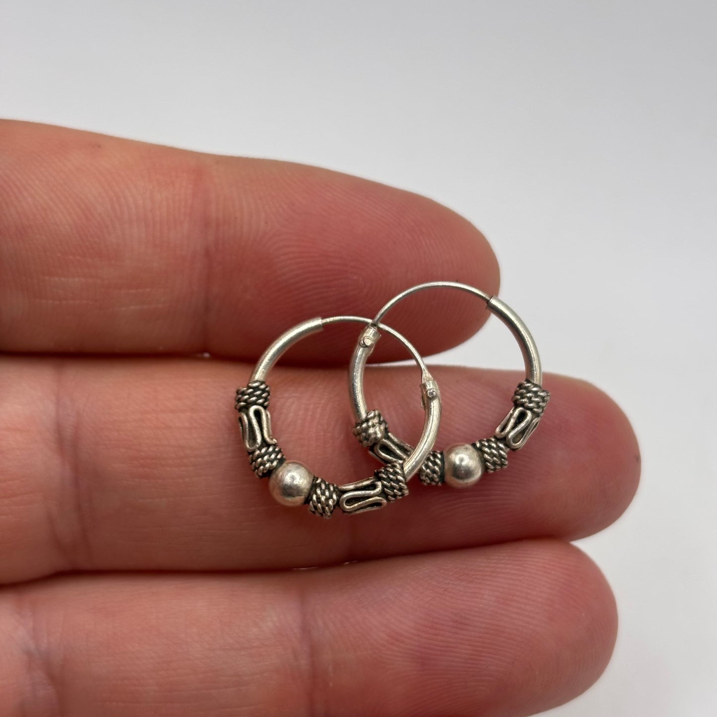 Silver 18mm Ball Hoop Earrings
