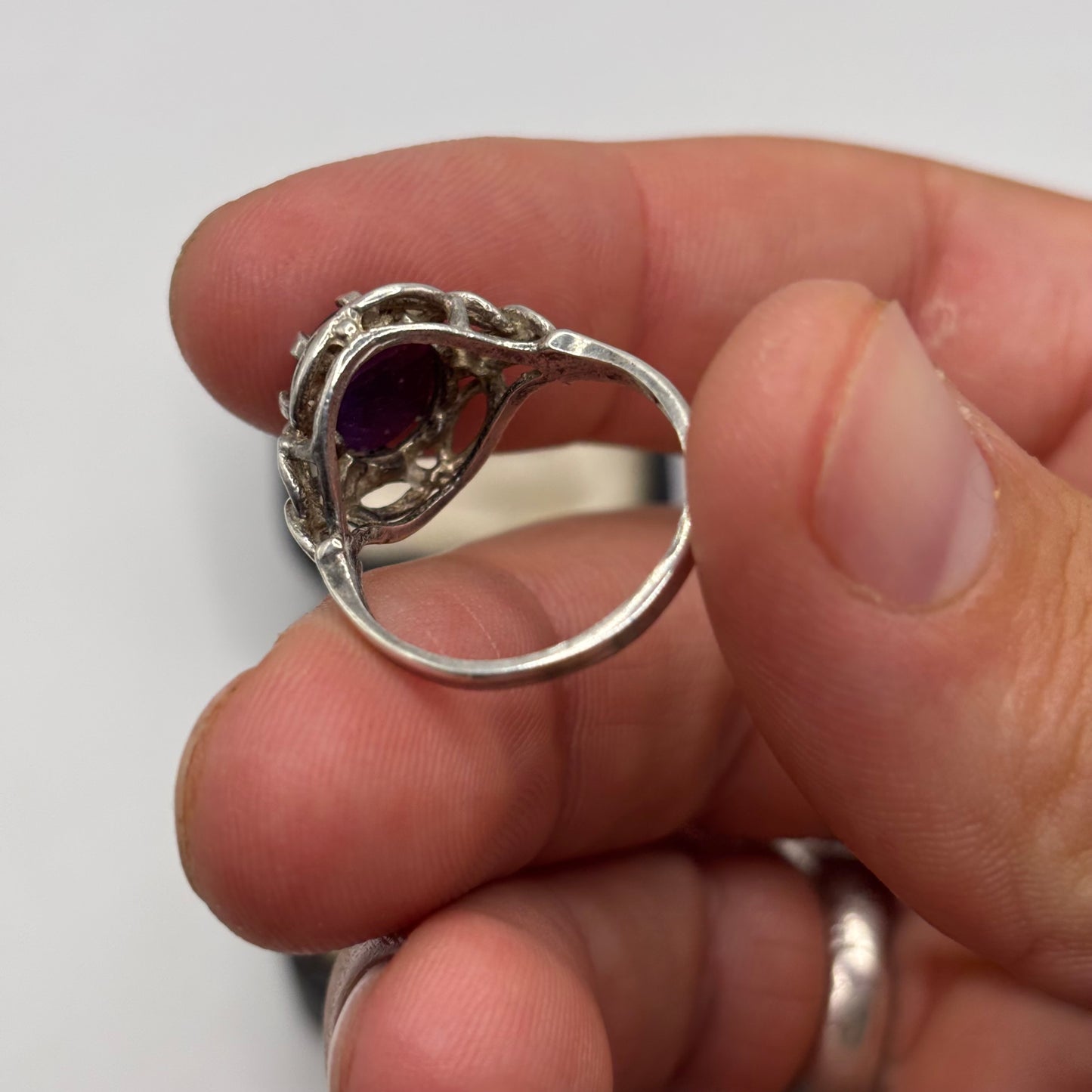 Silver Vintage Amethyst Ring (P 1/2)