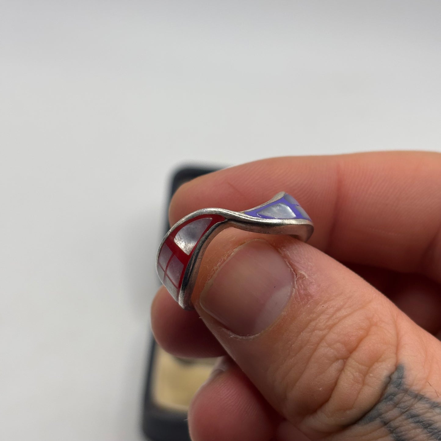 Silver Pearl Inlayed Ring