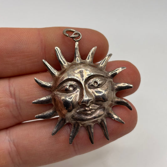Silver Sun Face Pendant