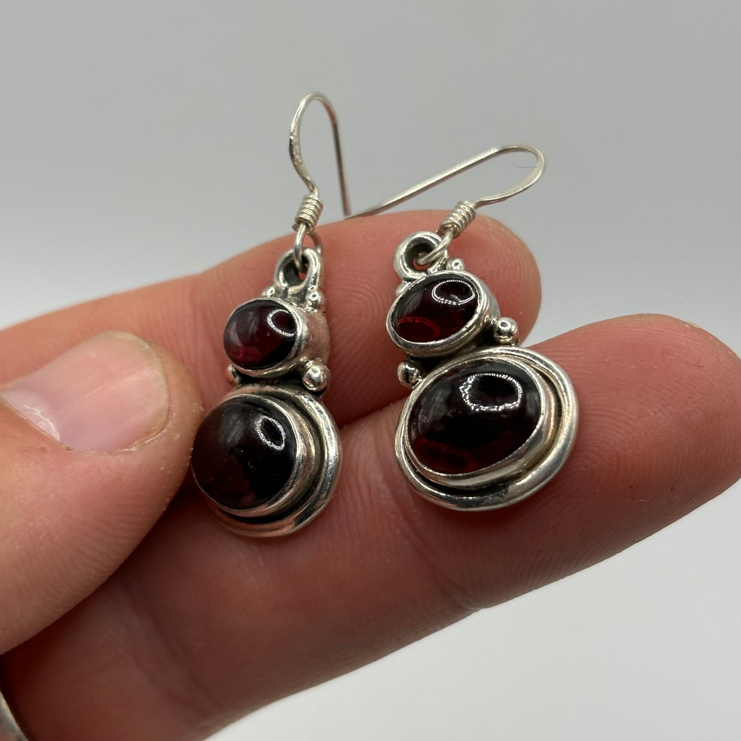 Silver Garnet Earrings