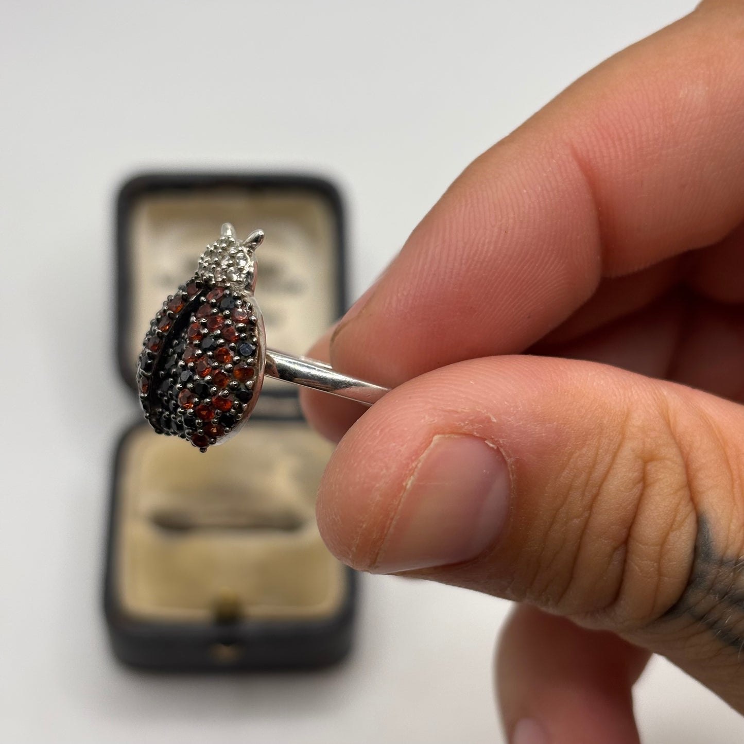 Silver Ladybird Ring (Q 1/2)