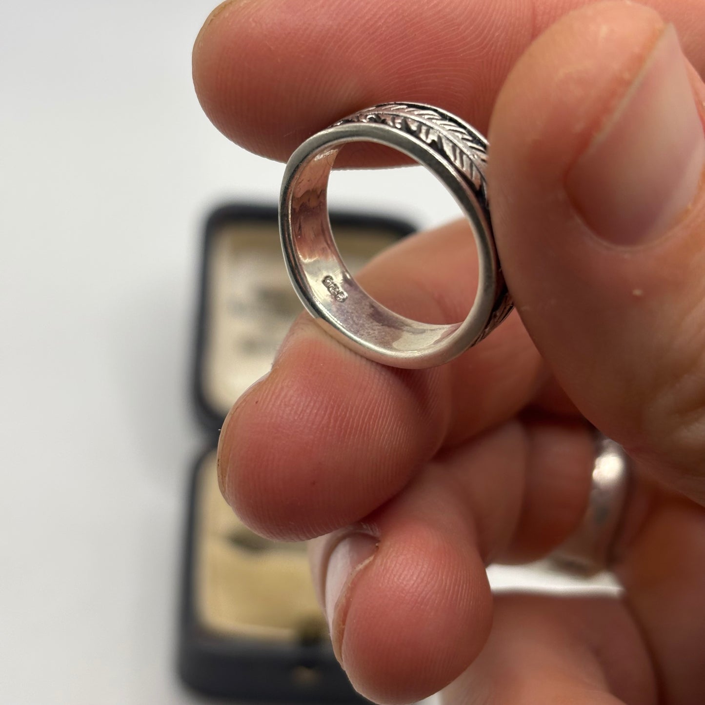 Silver Feather Band Ring