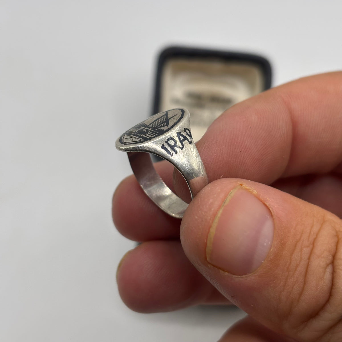 Silver WW2 Era Iraq Trench Art Ring (N)