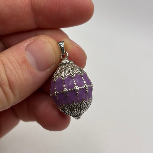 Silver Enamel Egg Pendant