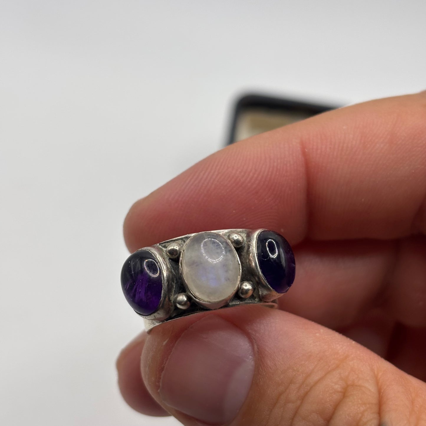 Silver Amethyst & Moonstone Ring (N)