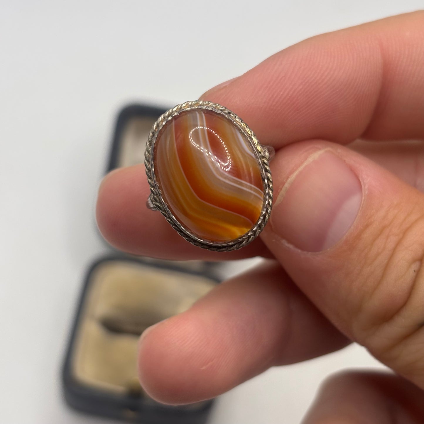 Silver Vintage Agate Ring (N)