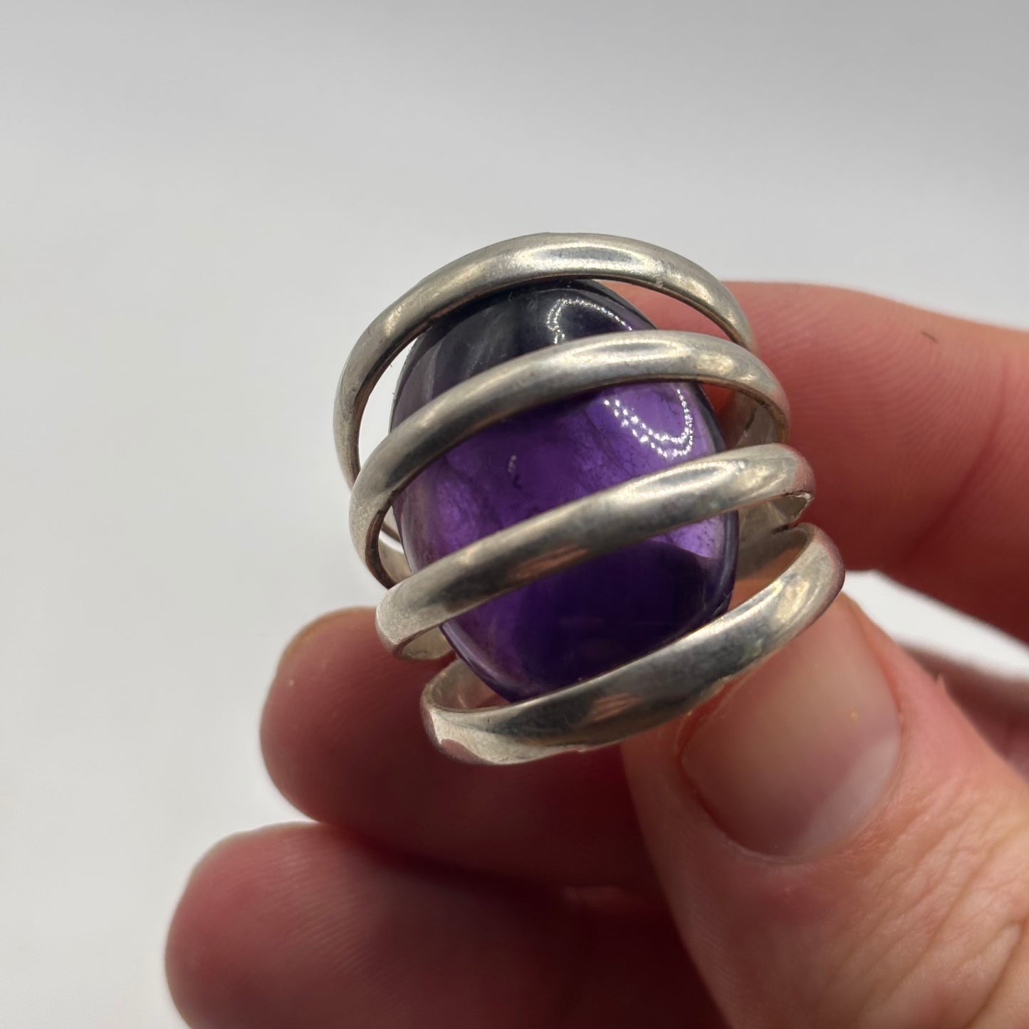 Silver Large Amethyst Ring (S)