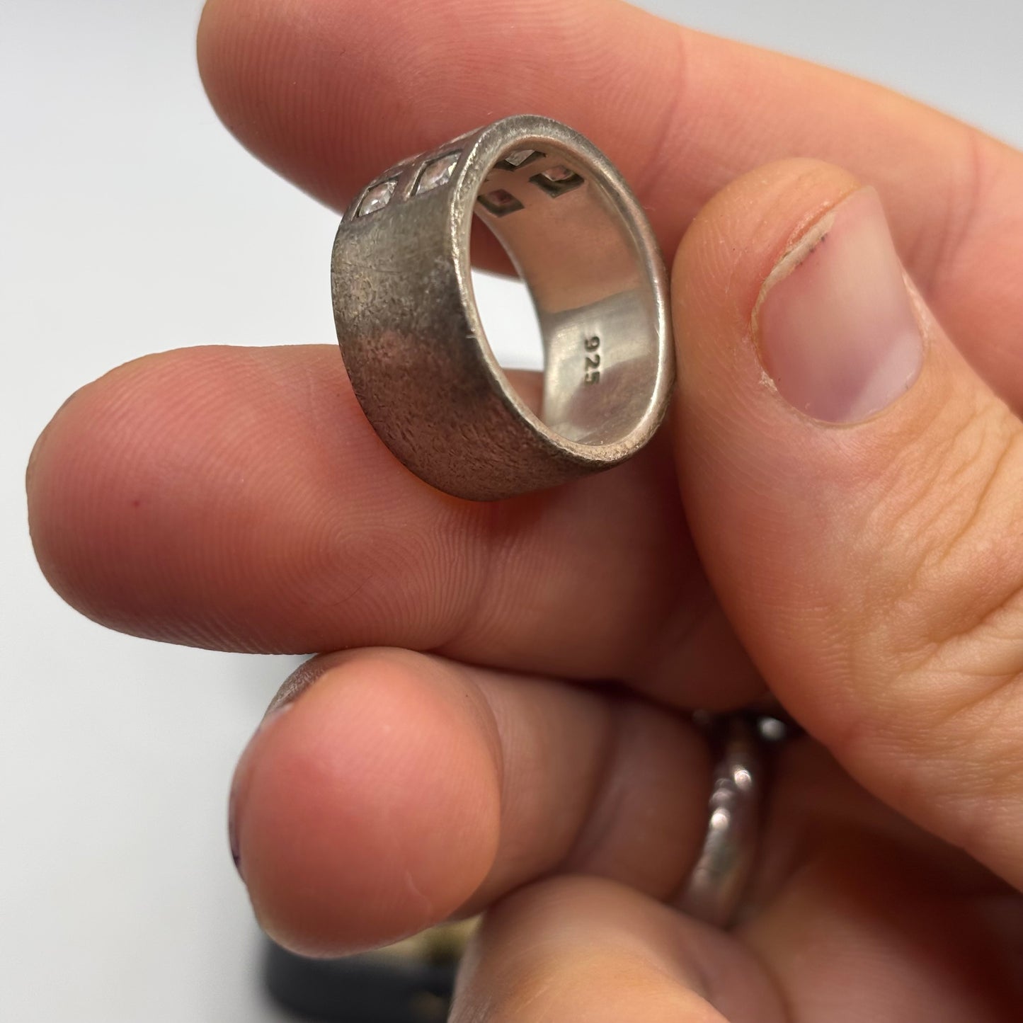 Silver Chunky CZ Band Ring