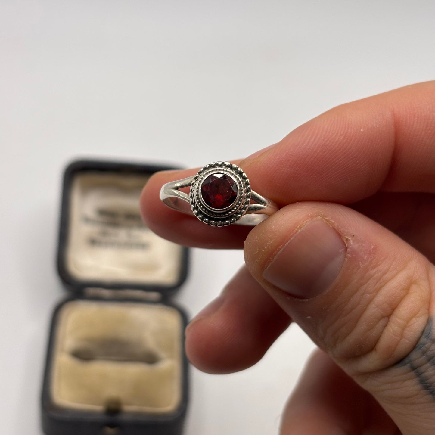Silver Garnet Ring