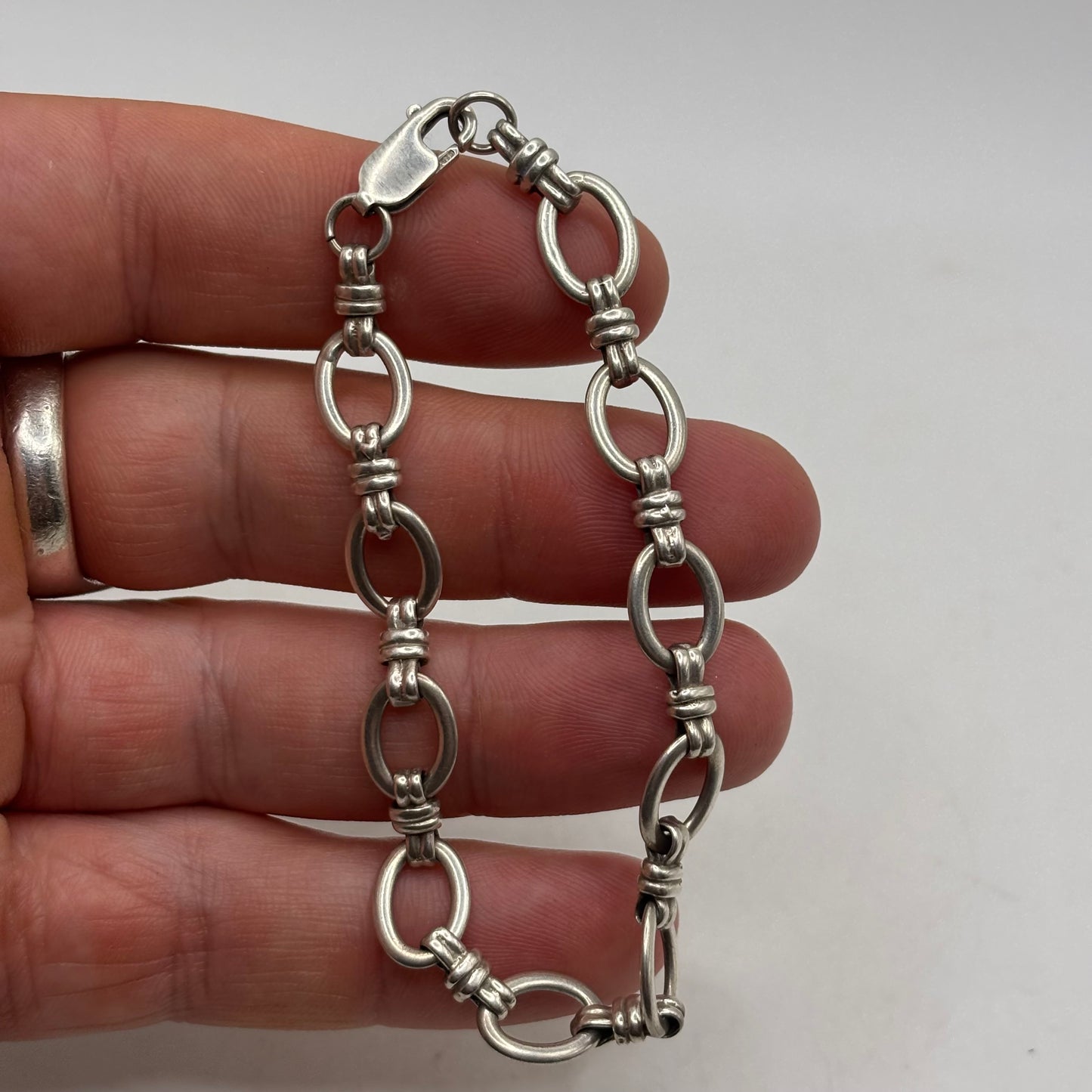 Silver 7” Unusual Link Bracelet