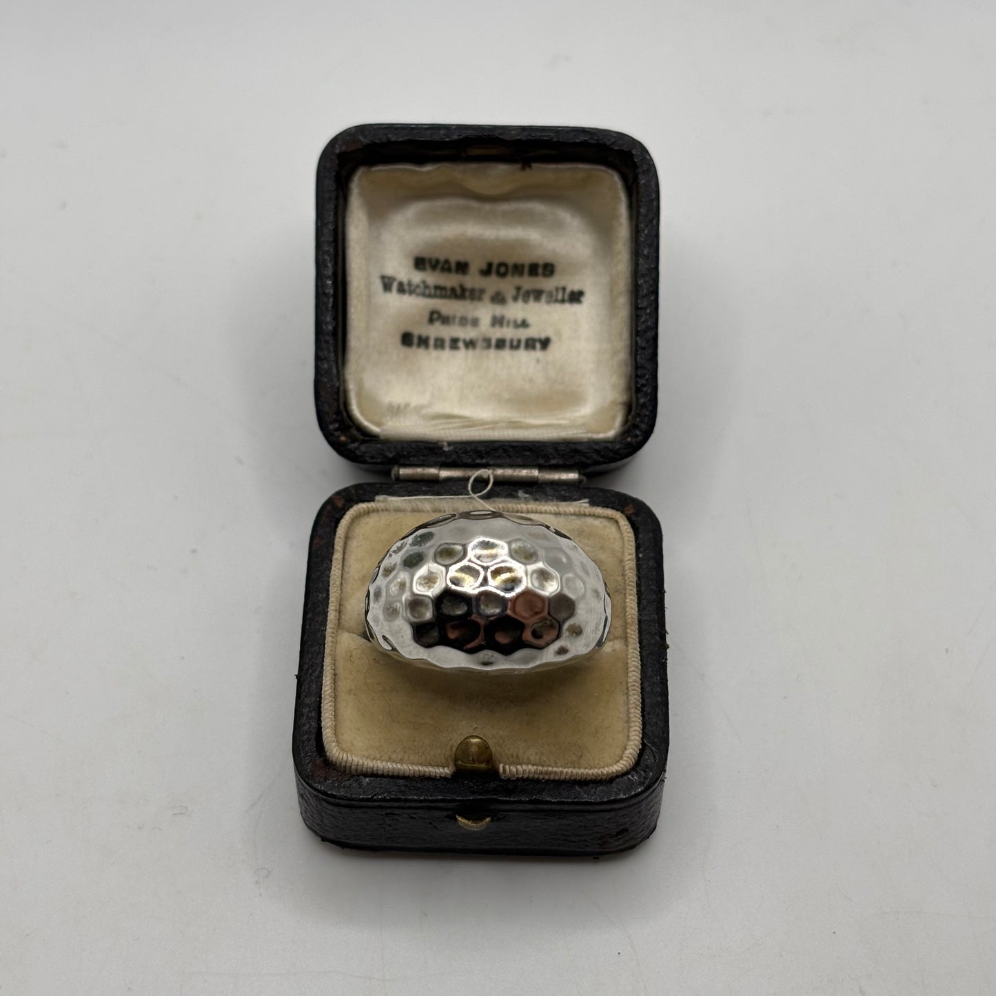 Silver Hammered Dome Ring