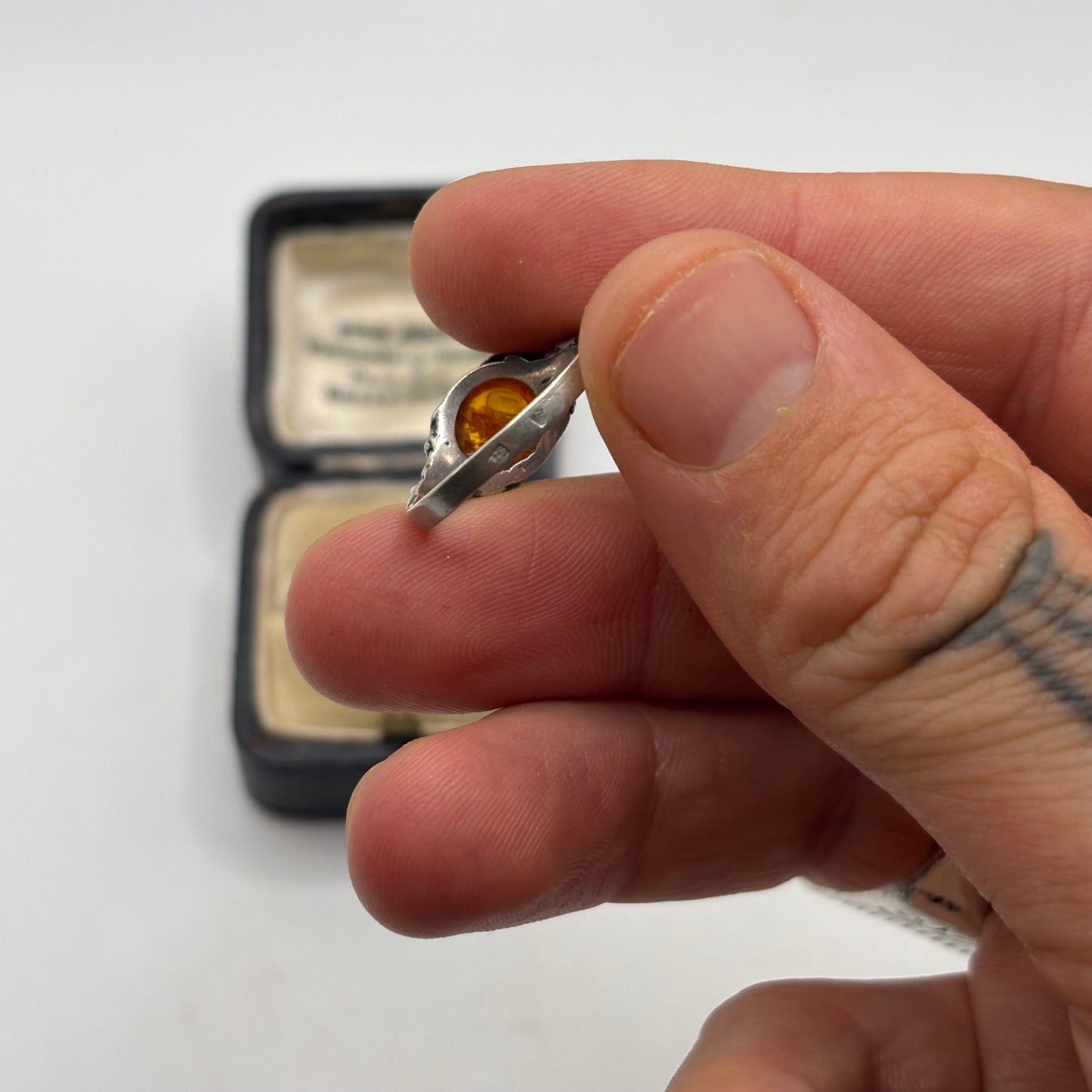 Silver Amber Ring