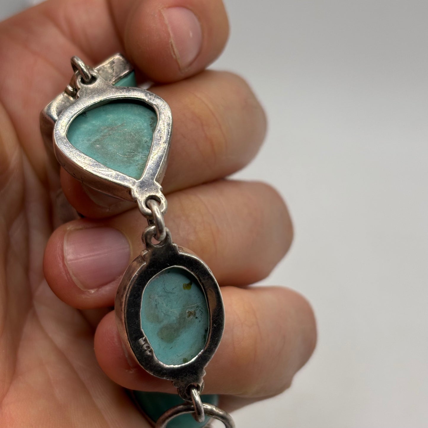 Silver 7.5”-8.5” Turquoise Bracelet