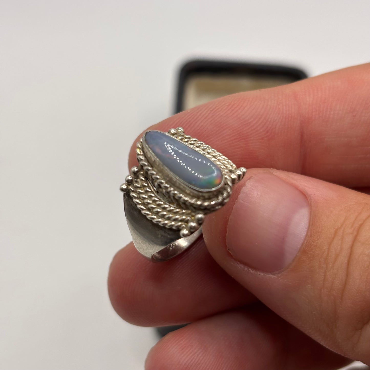 Silver Australian Opal Ring (O)