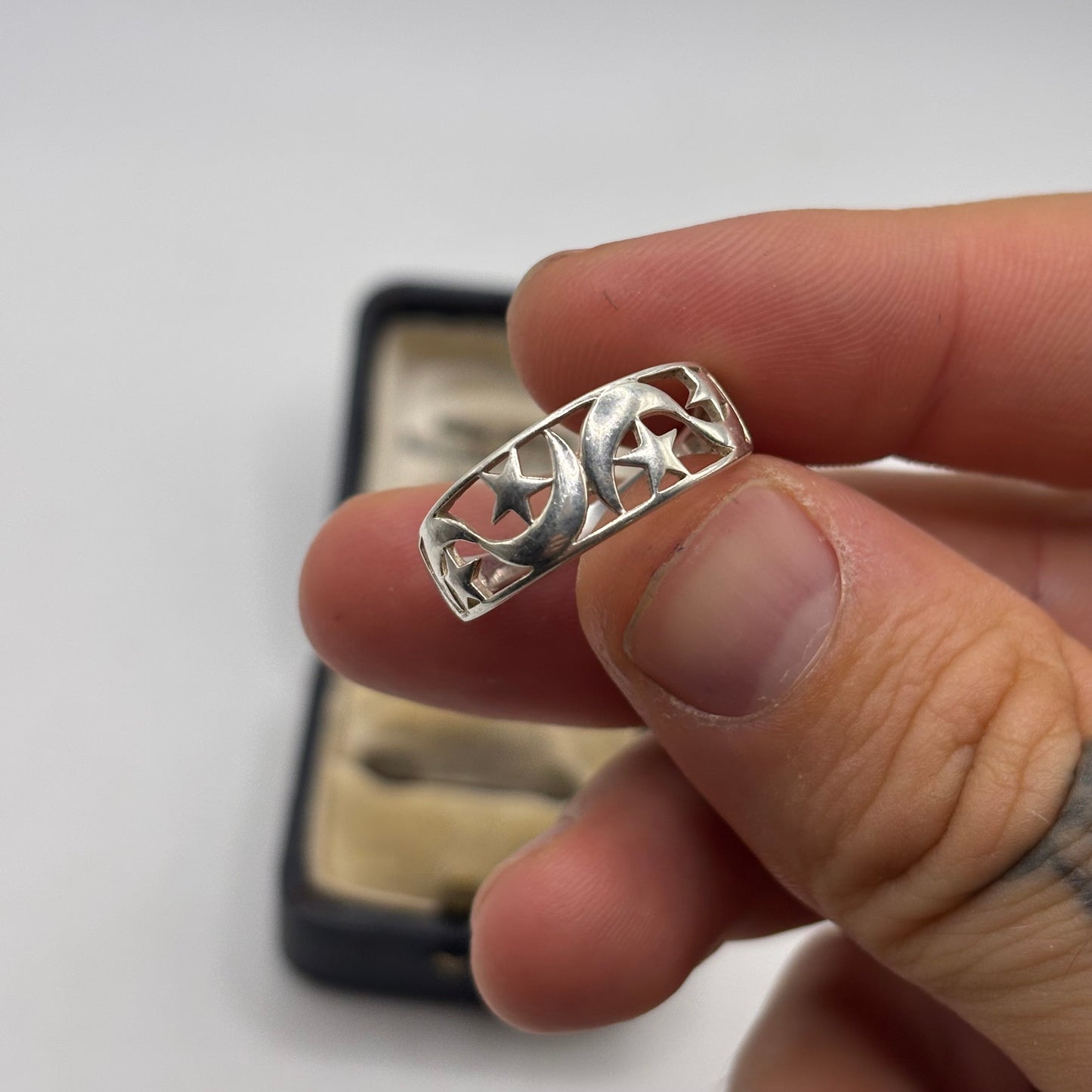 Silver Moon & Star Ring