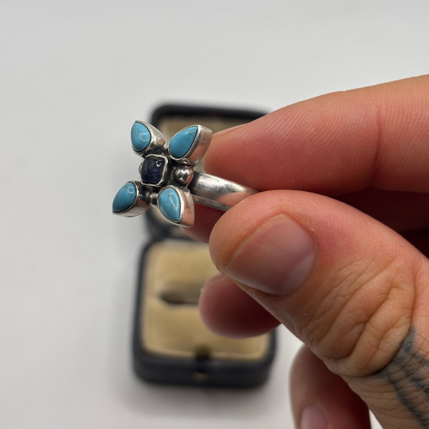 Silver Turquoise & Amethyst Ring