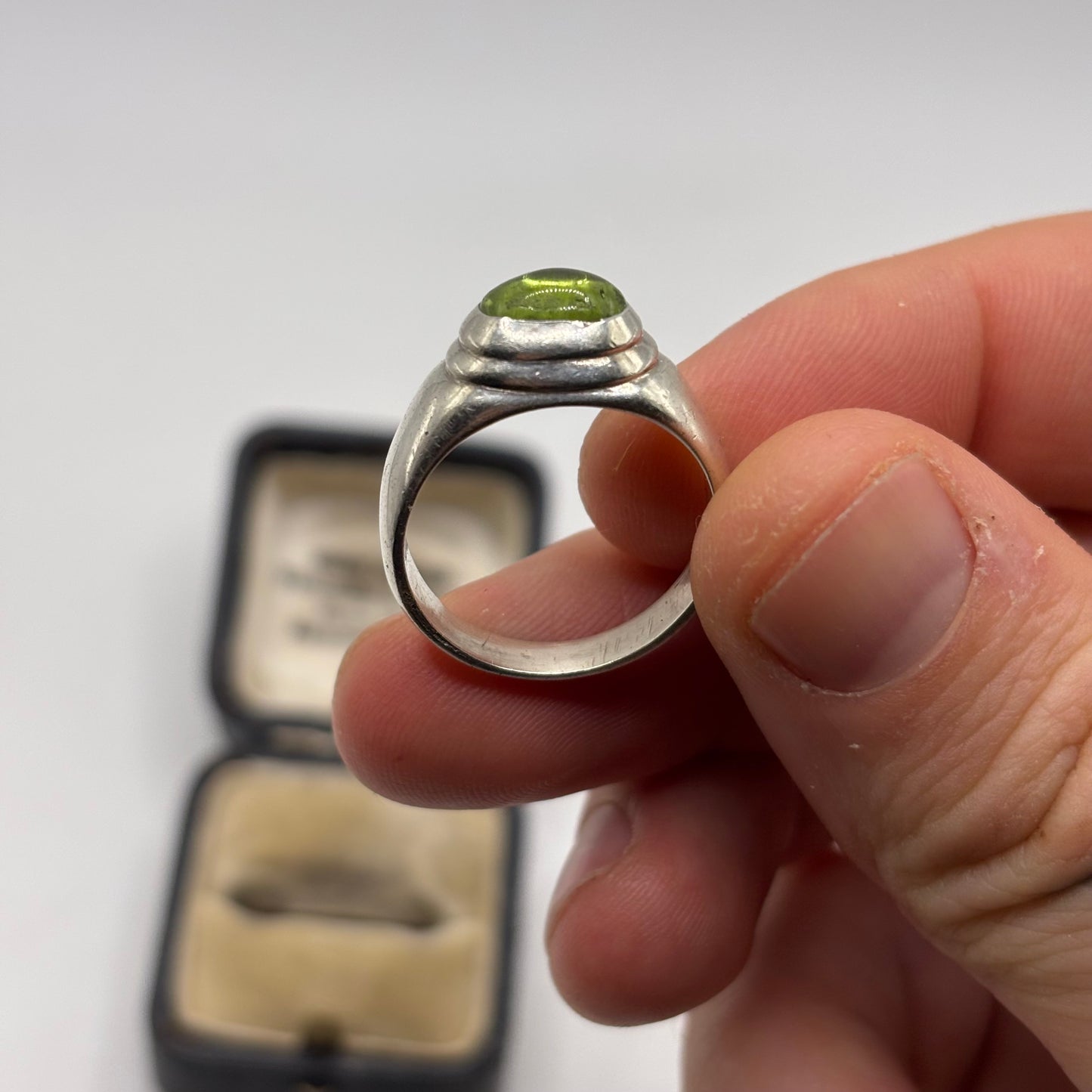 Silver Peridot Chunky Ring