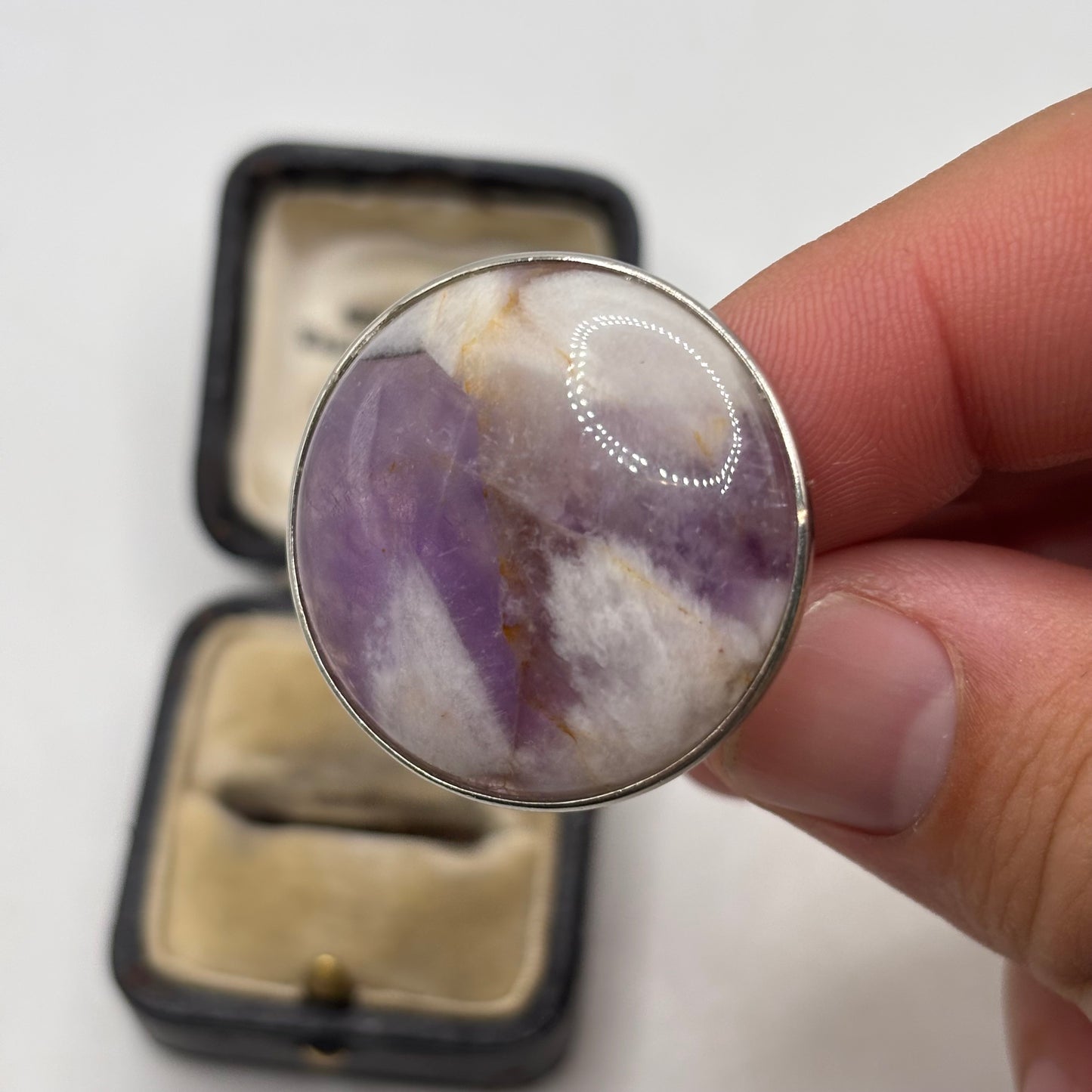 Silver Amethyst Disc Ring (M)
