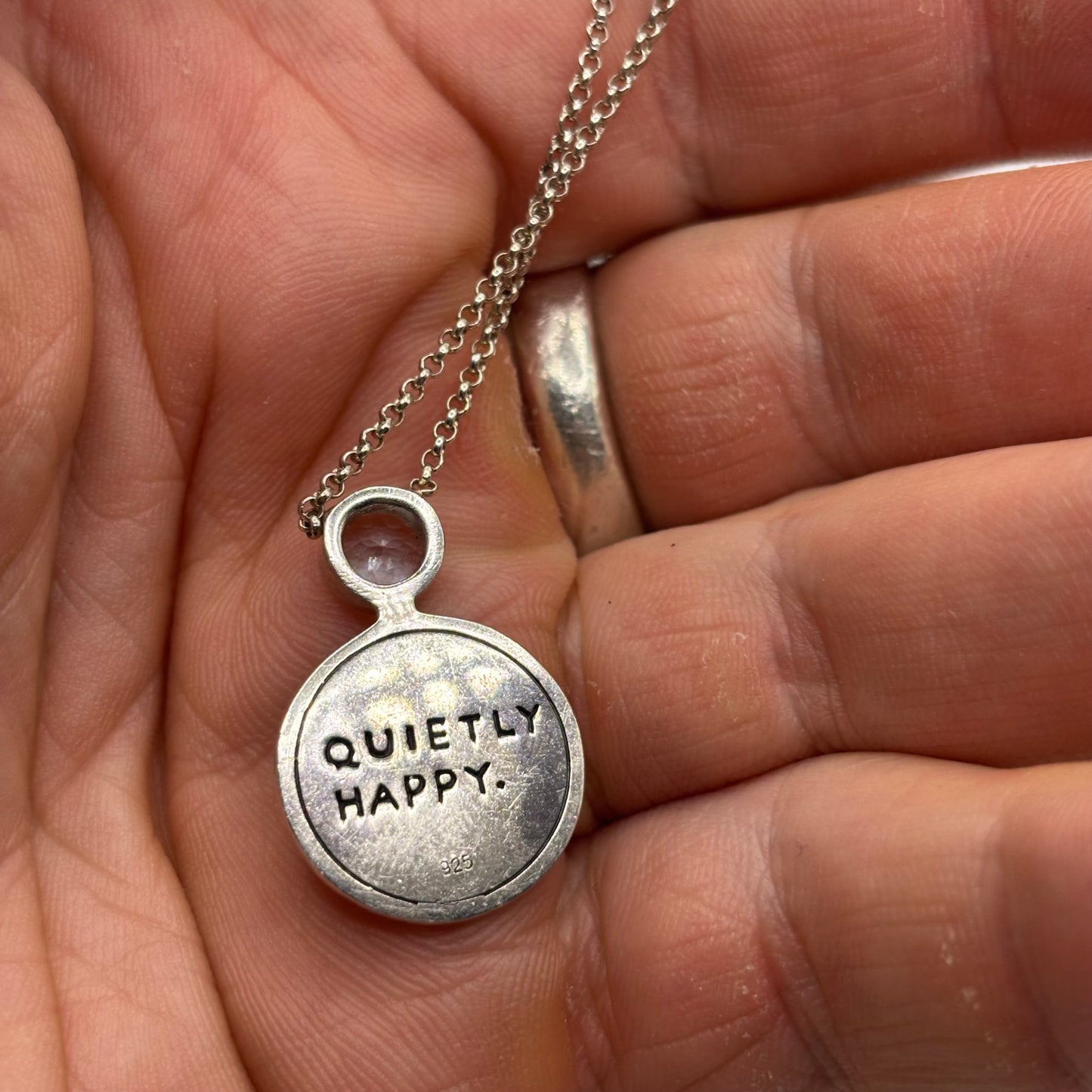 Silver 20” “Quietly Happy” Cat Necklace