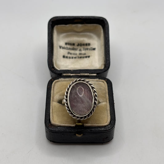 Silver Vintage Rose Quartz Ring