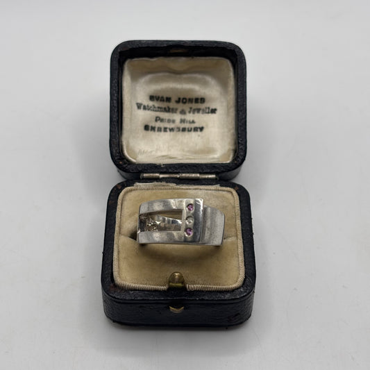 Silver Heavy Mixed Gem Band Ring