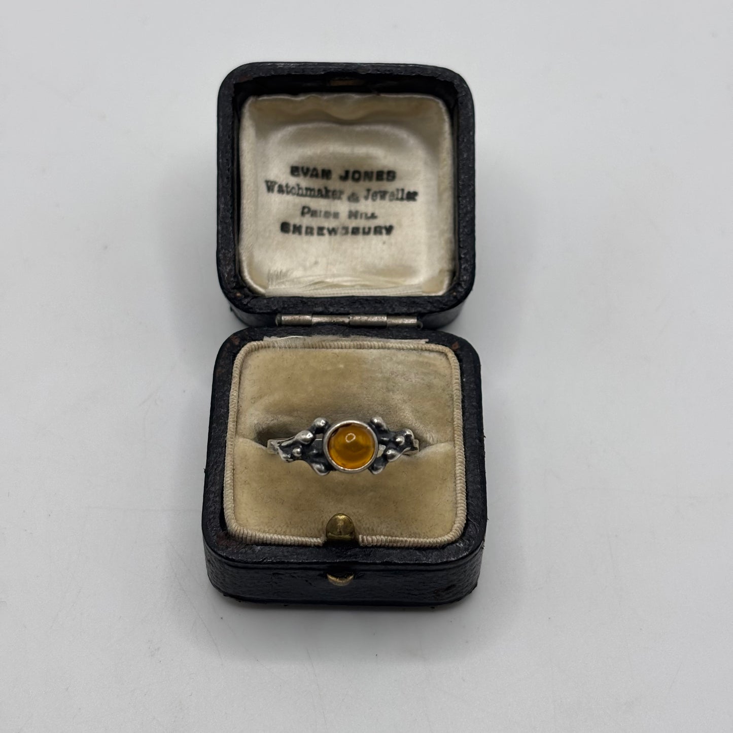 Silver Amber Ring
