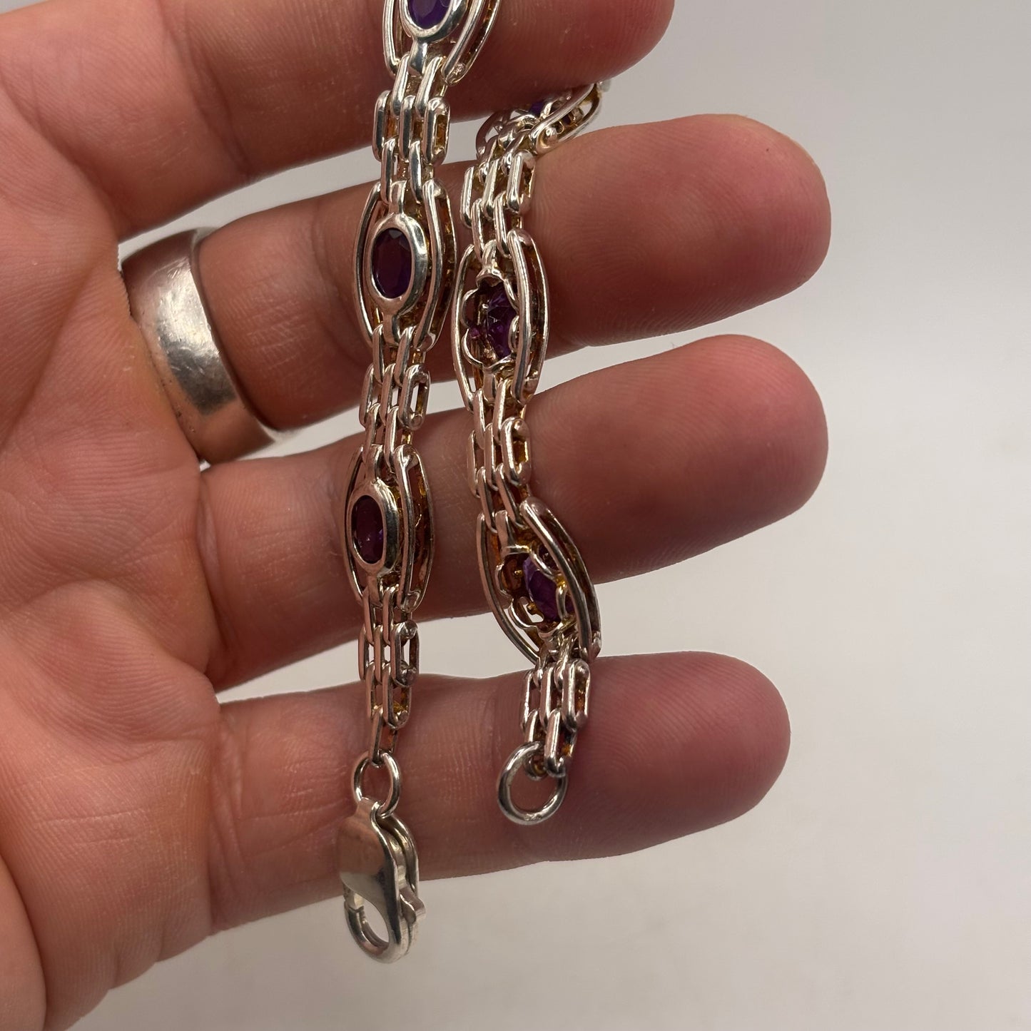 Silver 8” Amethyst Bracelet