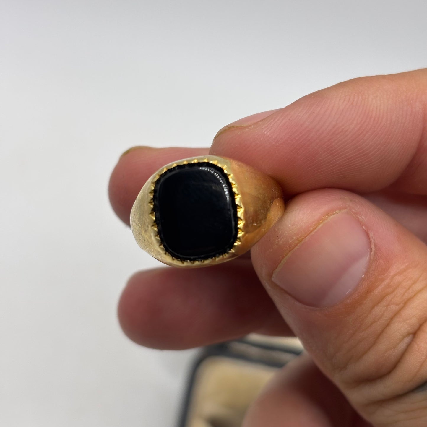 Silver Gold Plated Onyx Signet Ring (S)