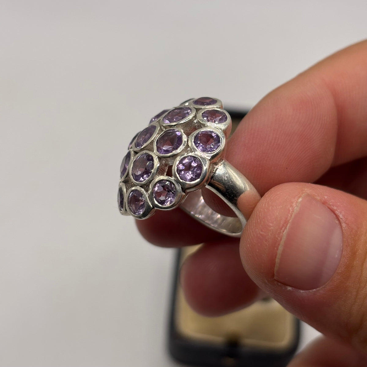 Silver Heavy Amethyst Ring (O)