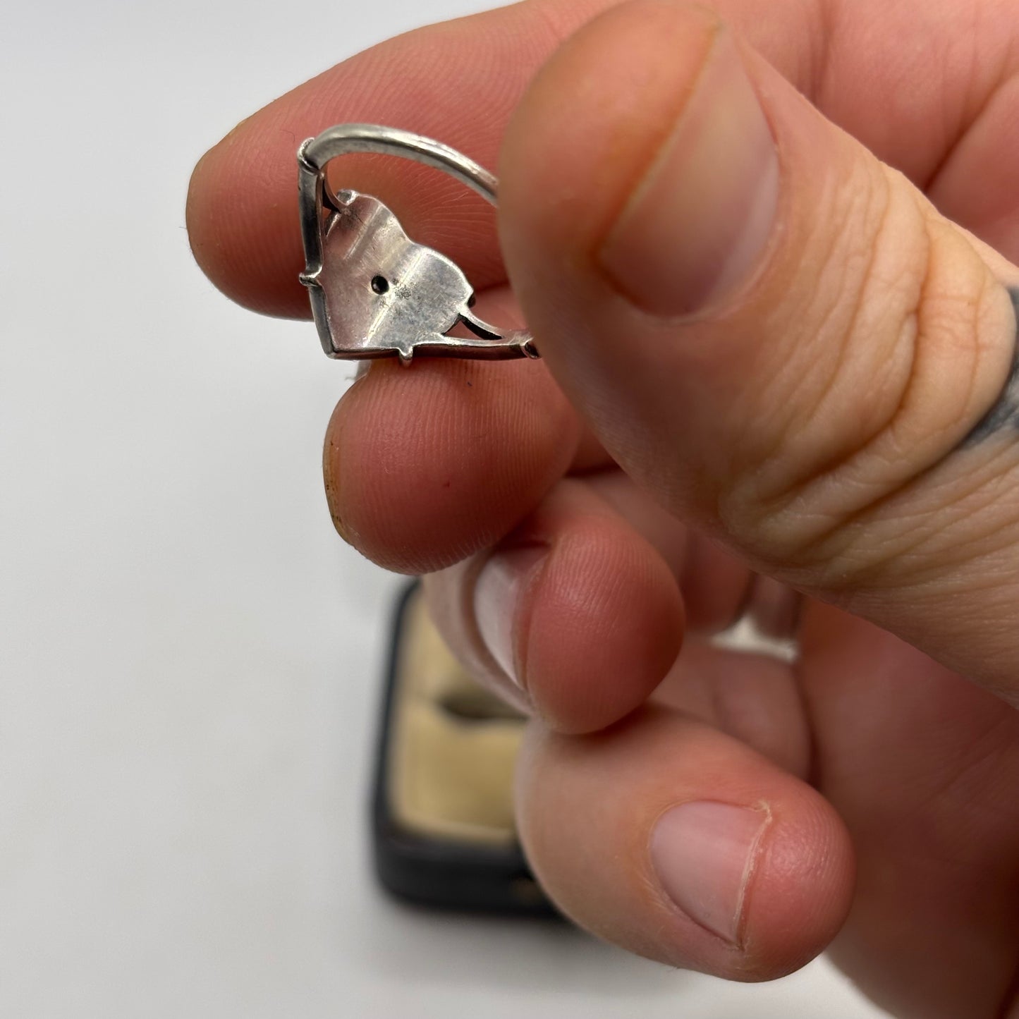 Silver Regal Rose Heart Ring