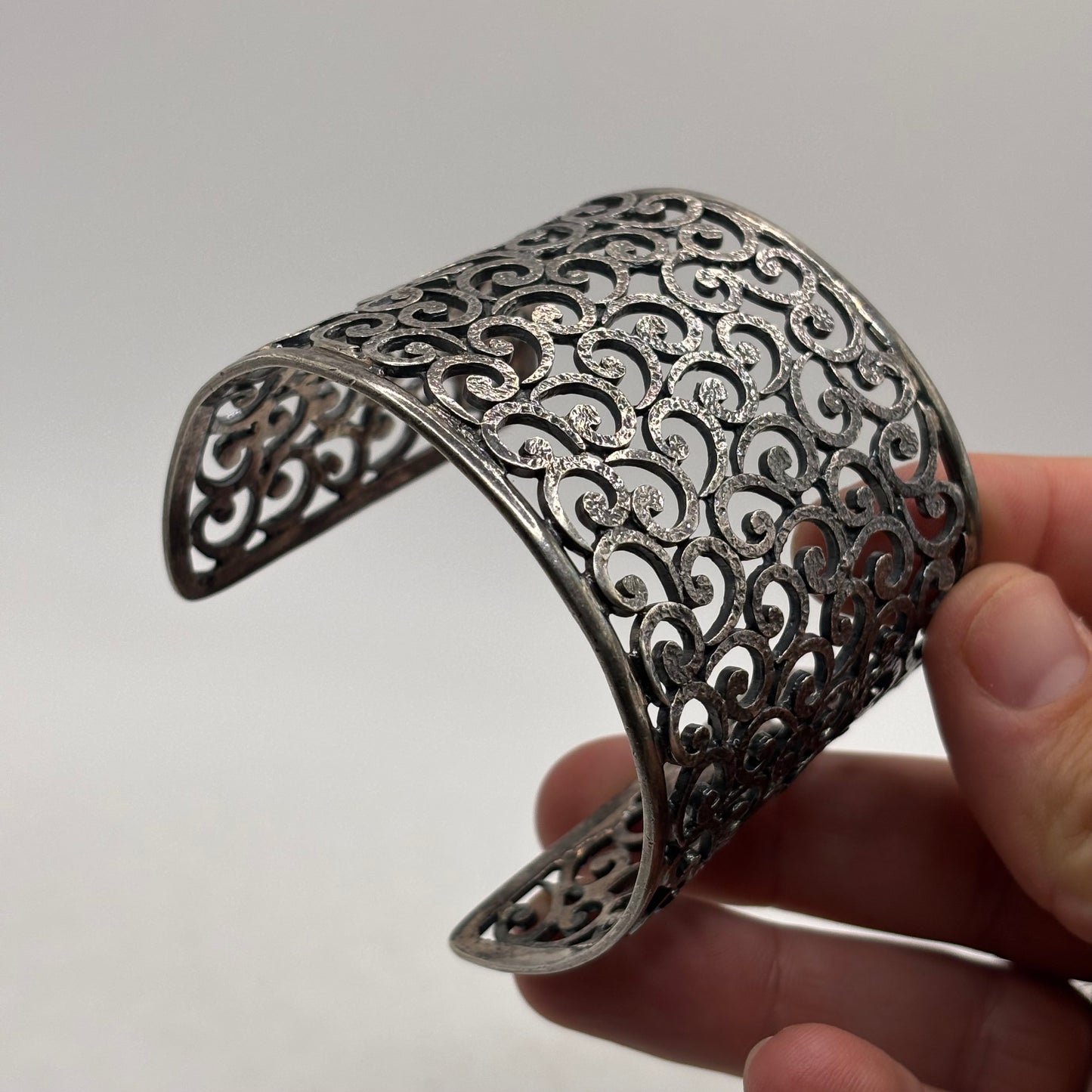 Silver Detailed Cuff Bangle (65mm)