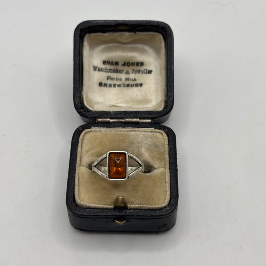 Silver Amber Ring