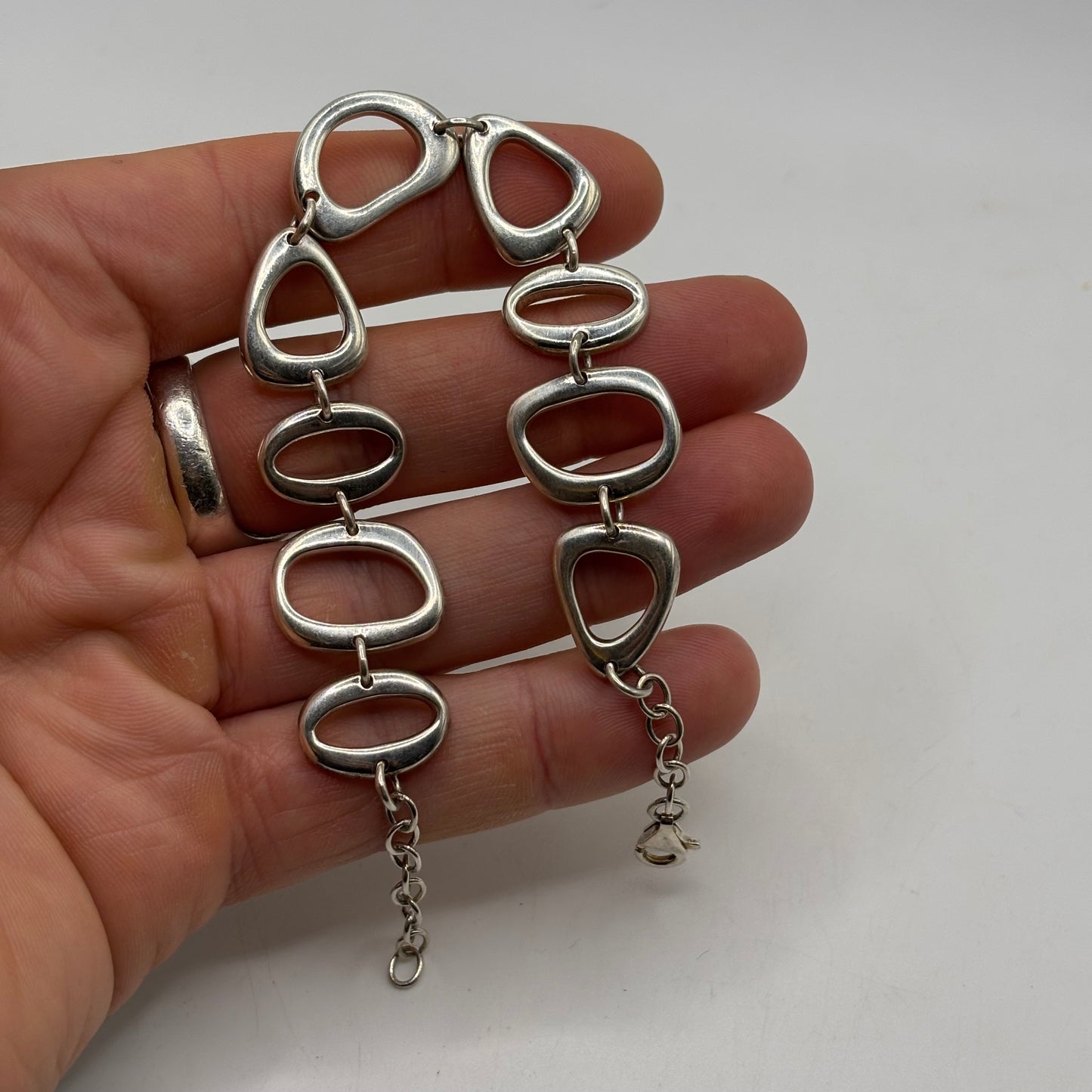 Silver 7.5”-8.5” Abstract Bracelet