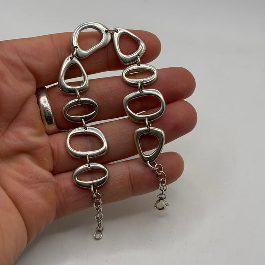 Silver 7.5”-8.5” Abstract Bracelet