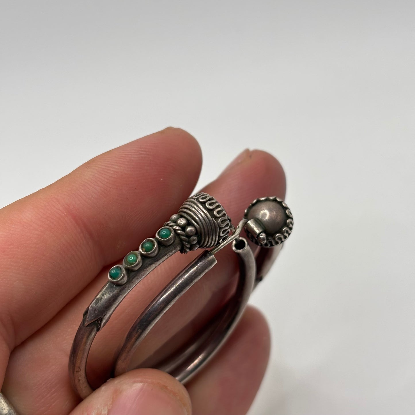 Silver Turquoise Hoop Earrings (40mm)
