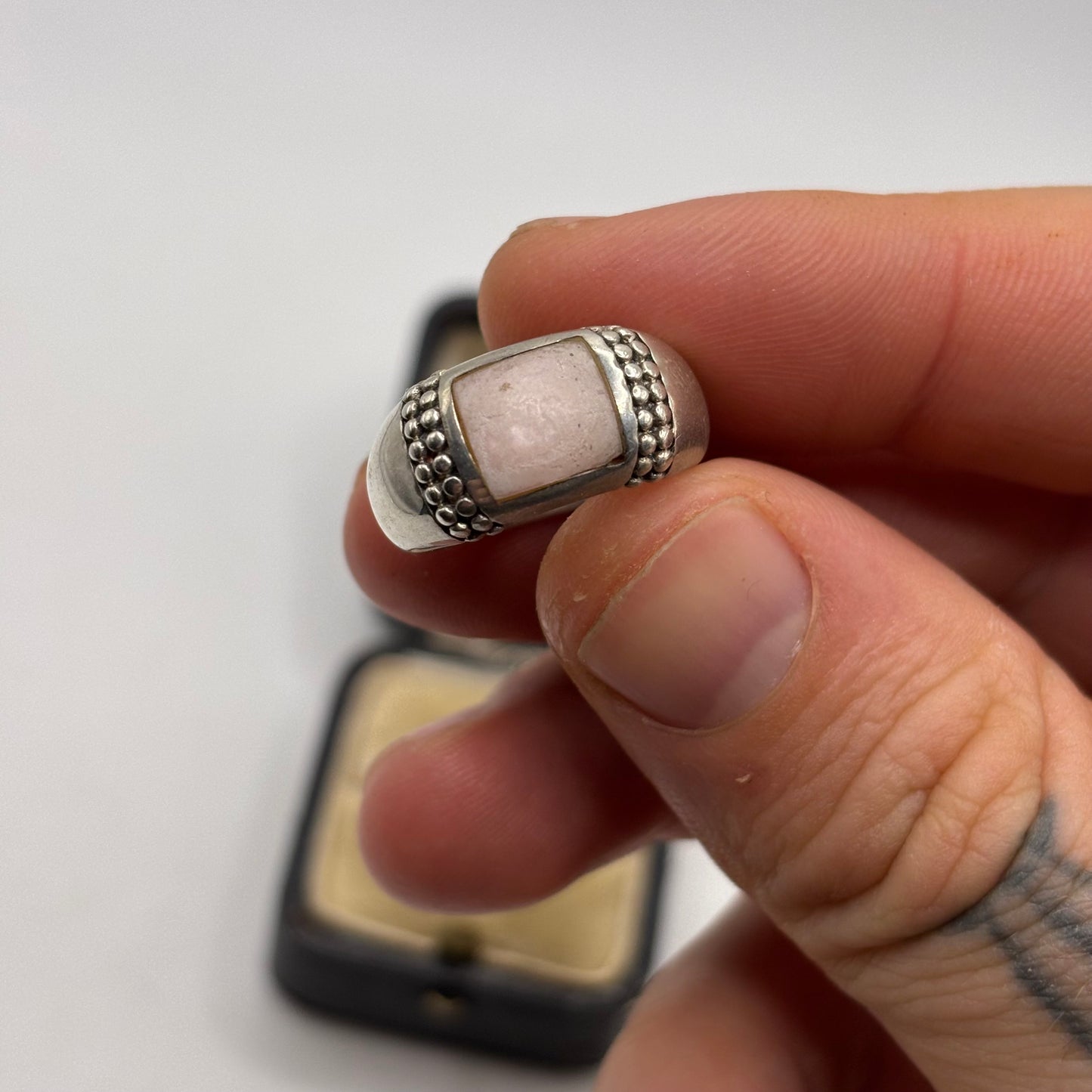 Silver Pearl Band Ring