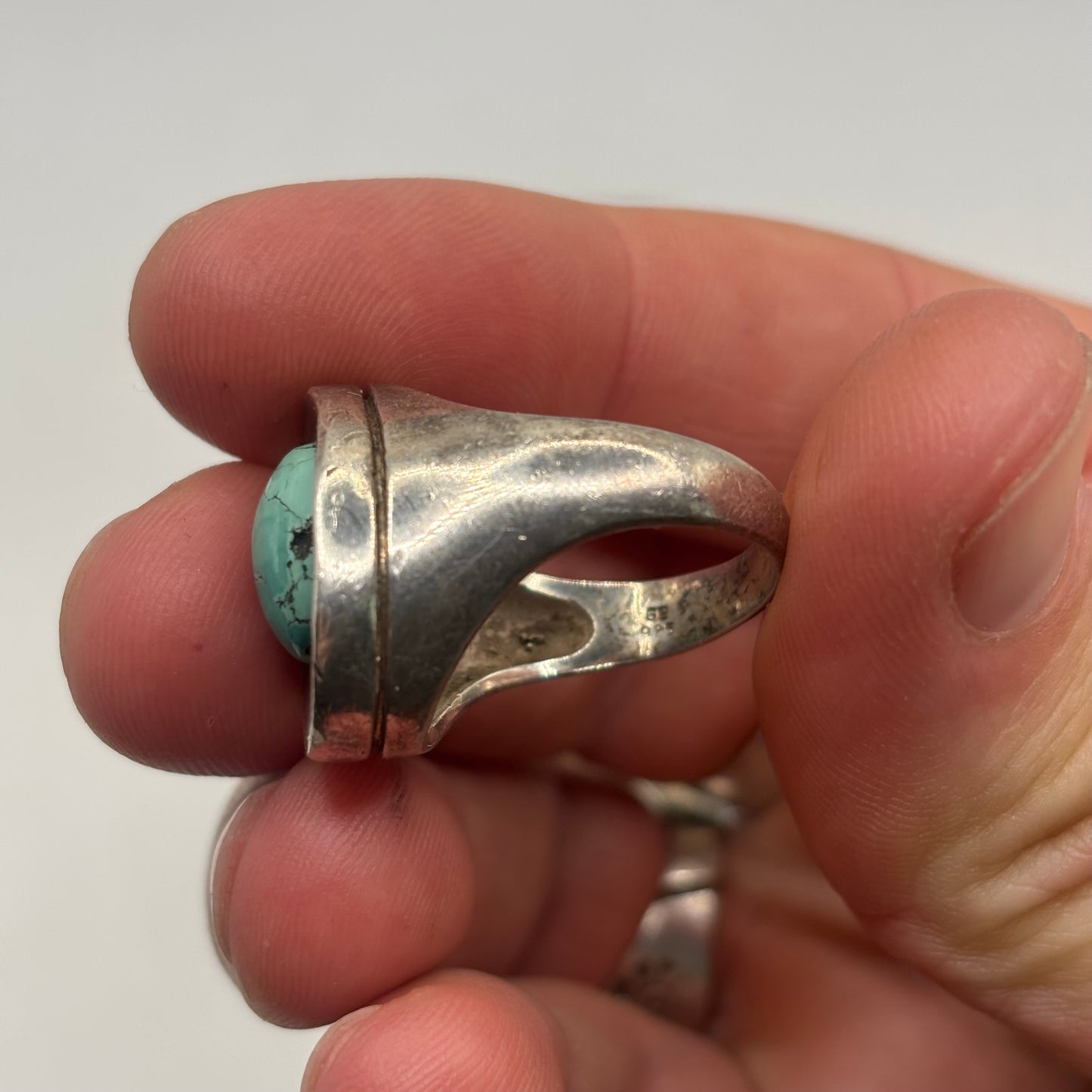 Silver Heavy Turquoise Ring (P)