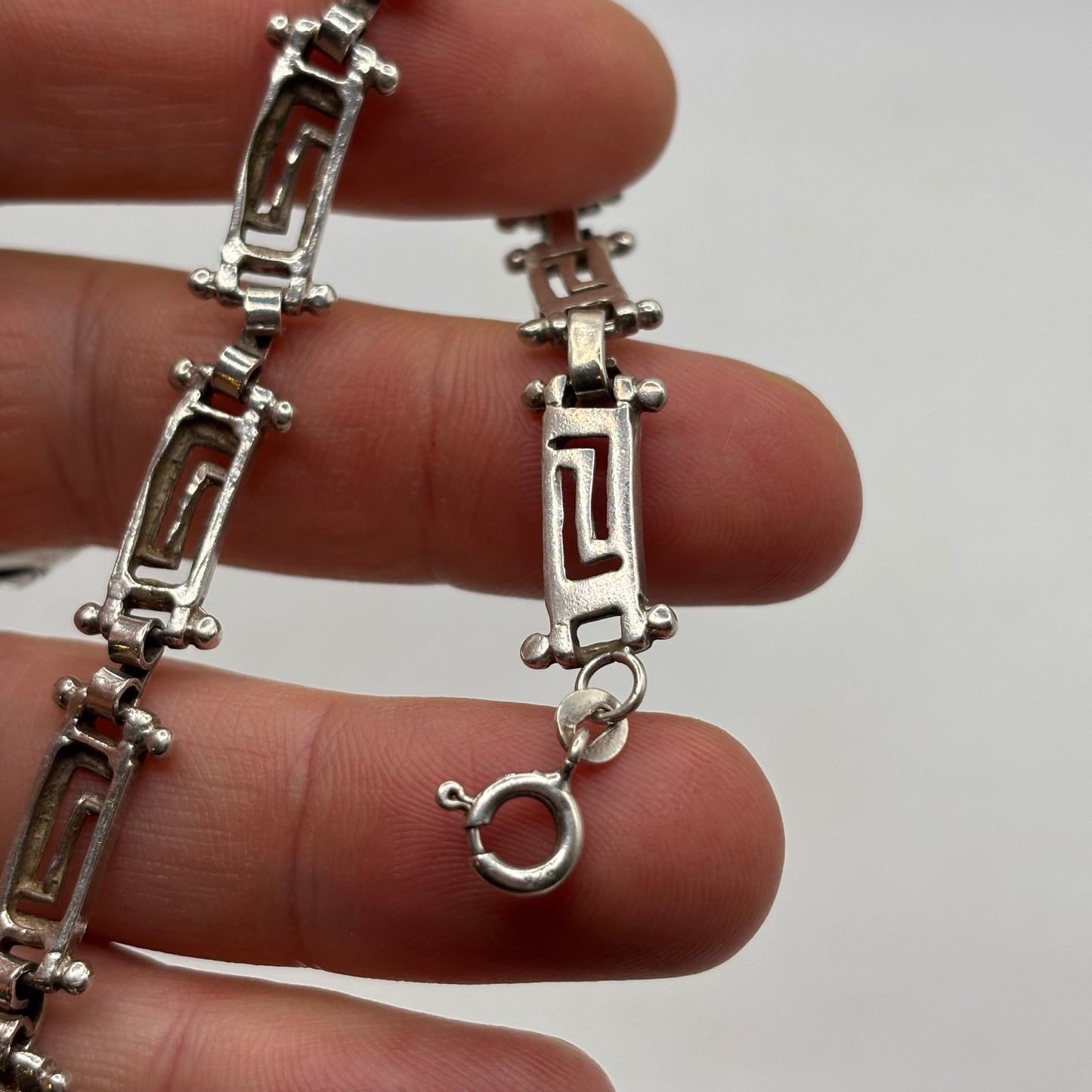 Silver 7.5” Greek Link Bracelet