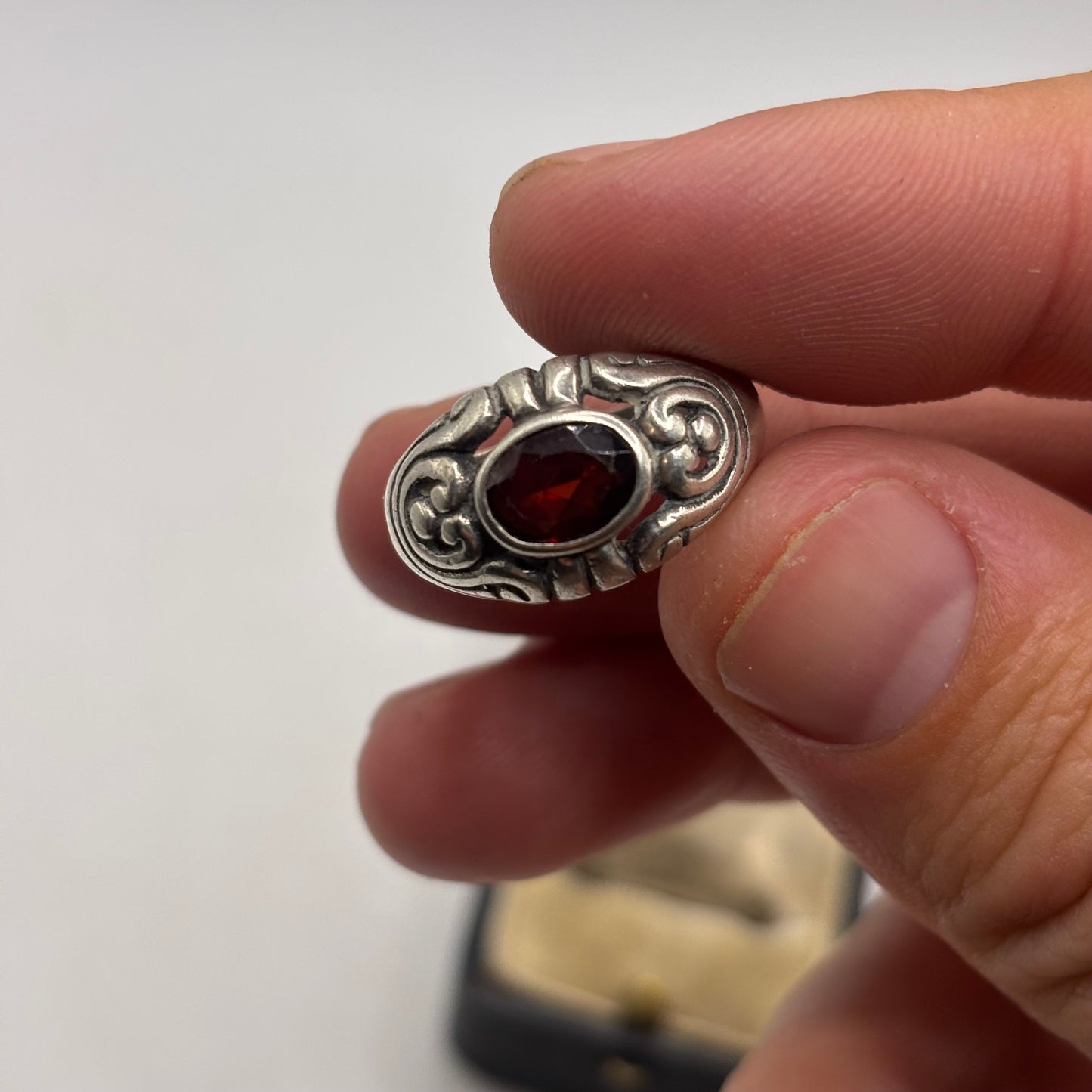 Silver Chunky Garnet Ring (O)