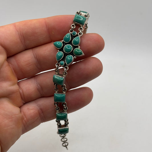 Silver 7”-7.5” Turquoise Bracelet