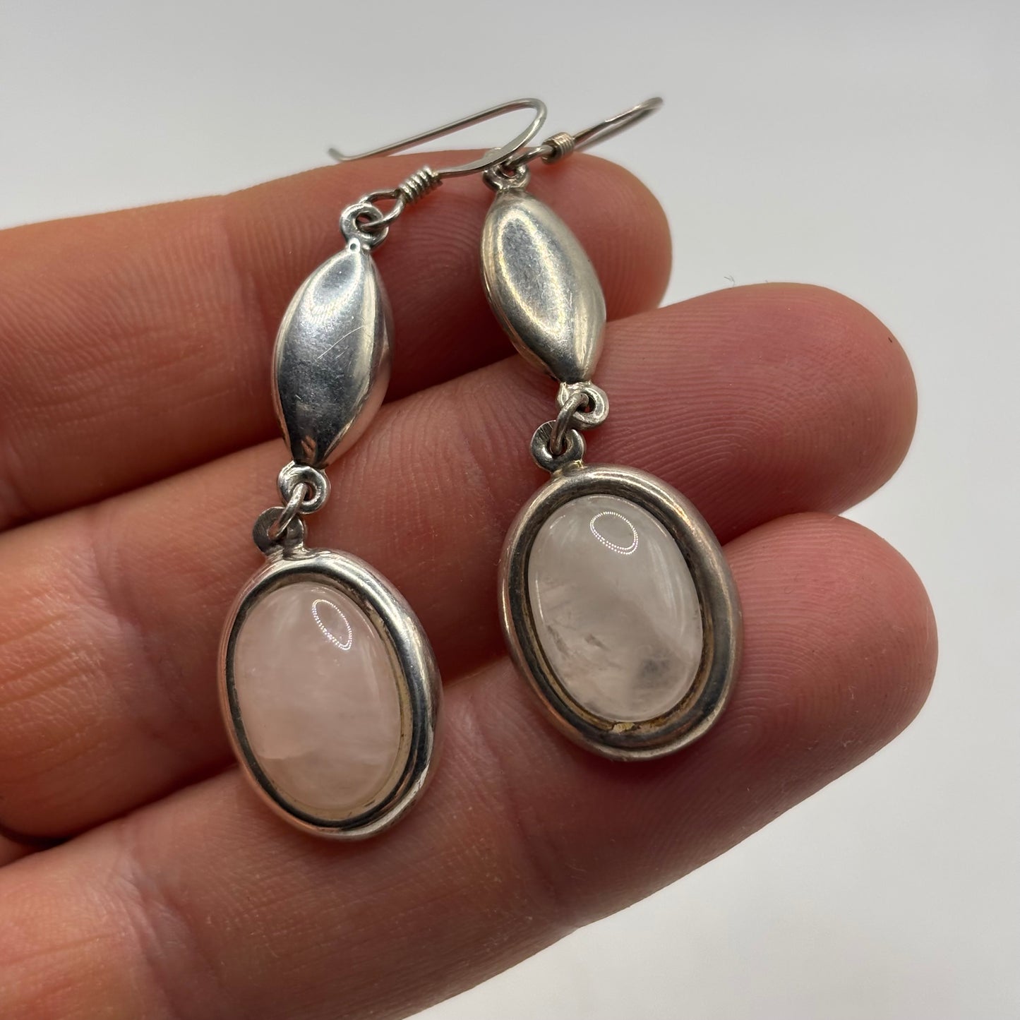 Silver Rose Quartz Earrings
