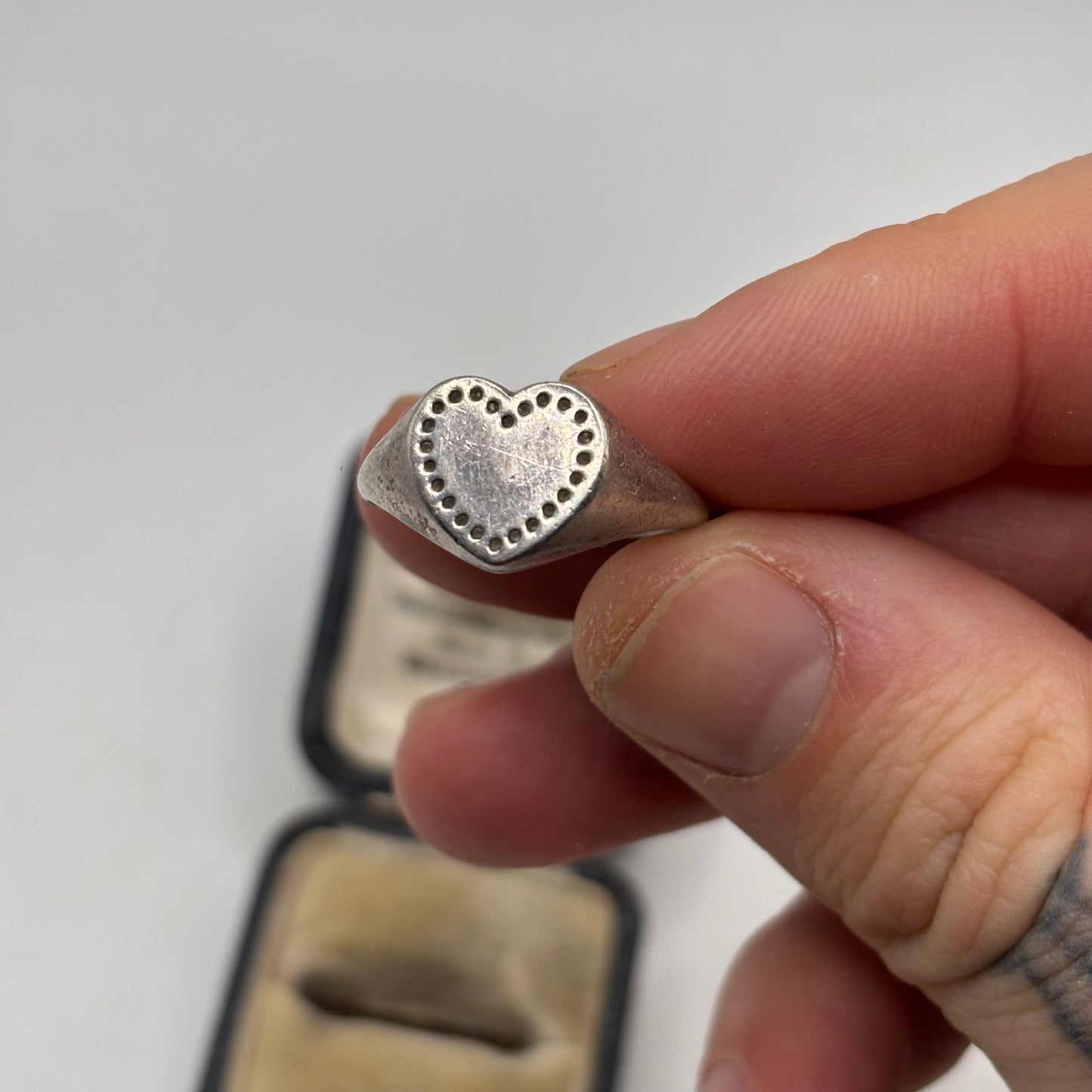 Silver Pandora Heart Signet Ring
